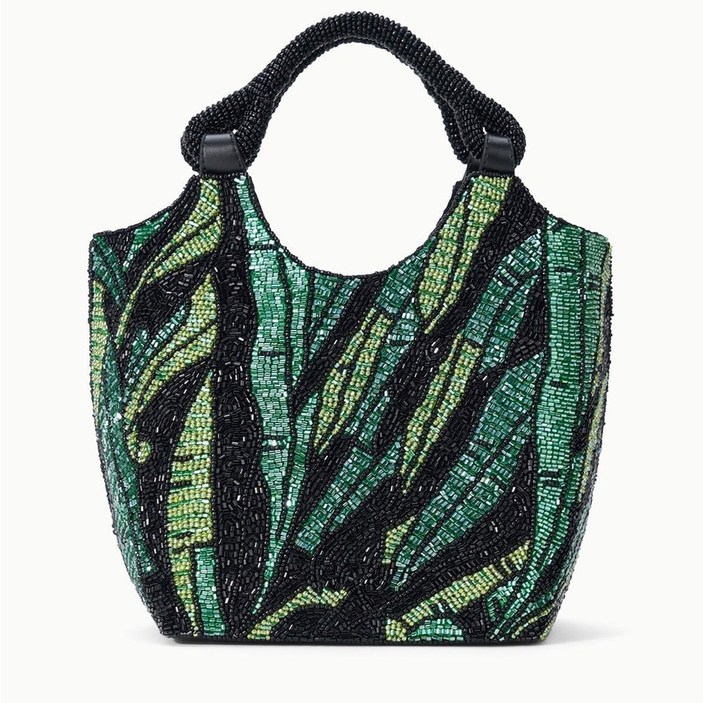 STAUD Côte Beaded Bag - Green Palm